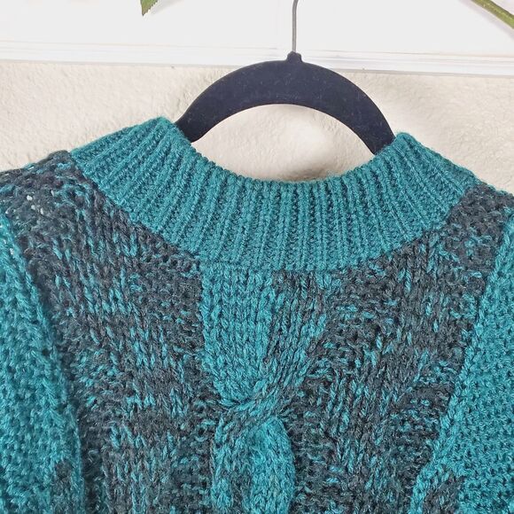 Cambridge Classics Teal Cable Knit Textured Sweater Unisex XL - Picture 2 of 11